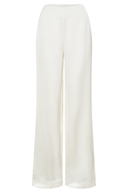 Sydney Straight Leg Satin Pants - Ivory
