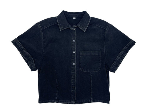 tee 3/4 crop heavy washed corduroy - black