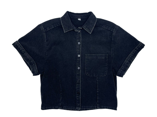 tee 3/4 crop heavy washed corduroy - black