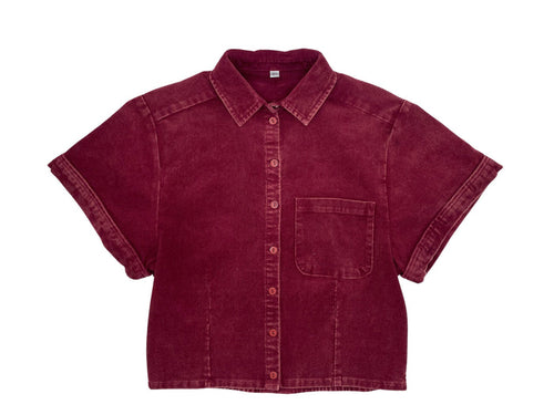 tee 3/4 crop heavy washed corduroy - brick