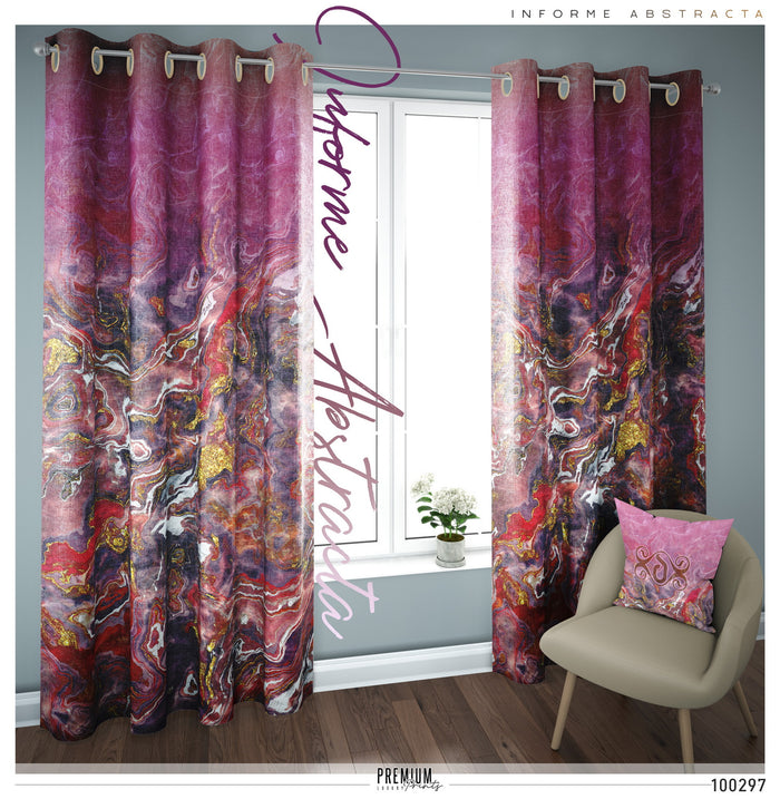 The Flowing Art Pink PREMIUM Curtain Panel. Available on 12 Fabrics. Made to Order. 100297