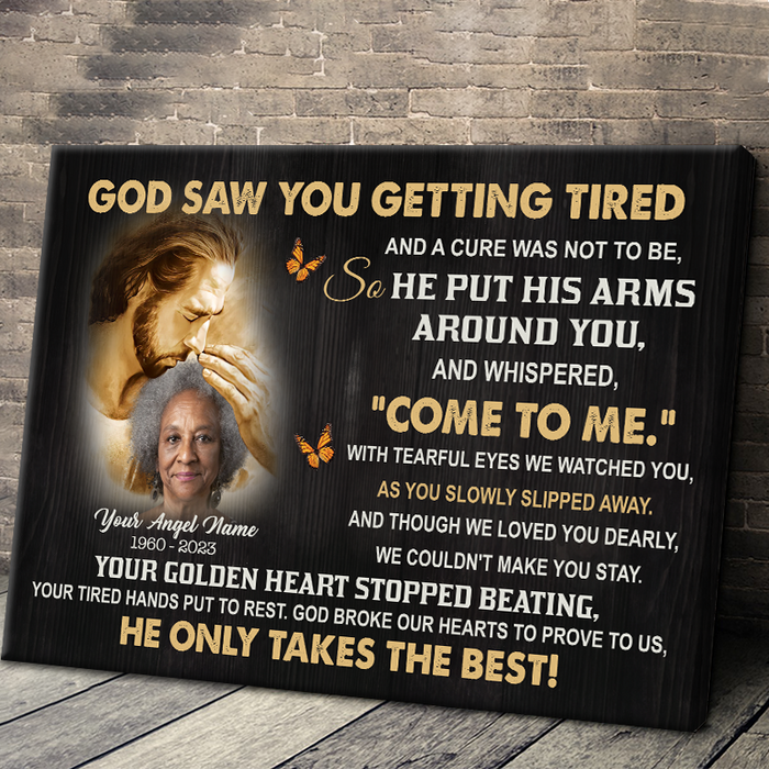 Upload Photo - God Saw You - Personality Customized Canvas - Gift For Loss Memorial Gift