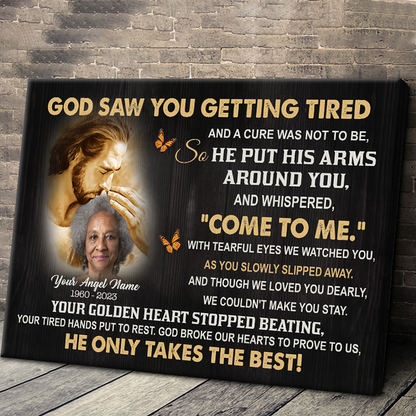 Upload Photo - God Saw You - Personality Customized Canvas - Gift For Loss Memorial Gift