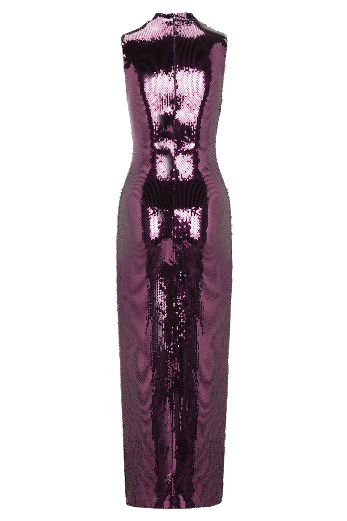 Veronica Sequin Midi Dress - Plum
