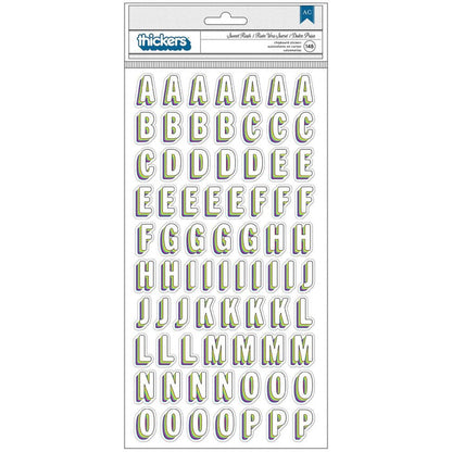 American Crafts - Vicki Boutin - Sweet Rush - Thickers Stickers - 148/Pkg - Sweet Rush Alpha/Chipboard. Available at Embellish Away located in Bowmanville Ontario Canada.