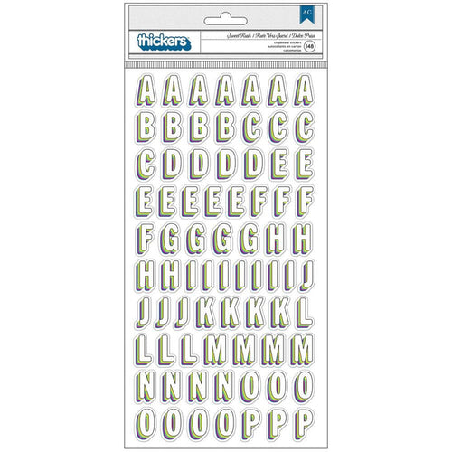 American Crafts - Vicki Boutin - Sweet Rush - Thickers Stickers - 148/Pkg - Sweet Rush Alpha/Chipboard. Available at Embellish Away located in Bowmanville Ontario Canada.