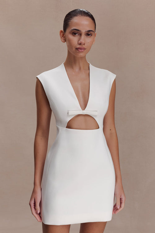 Victoria Cut Out Suiting Mini Dress - Ivory