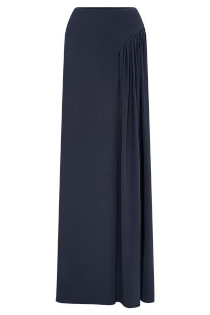 Vivica Slinky Gathered Maxi Skirt - Midnight Navy
