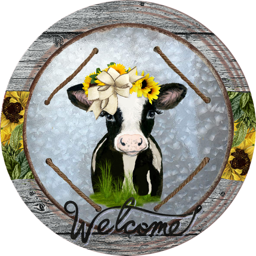Welcome Cow Sign, Wreath Center, Wreath Attachment, Wreath Sign