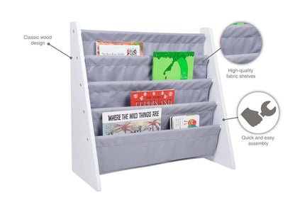 Wildkin Sling Book Shelf - White w/ Grey