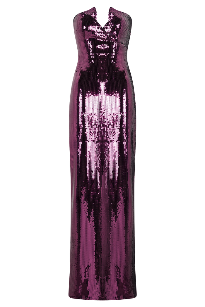 Winston Strapless Sequin Maxi Dress - Plum