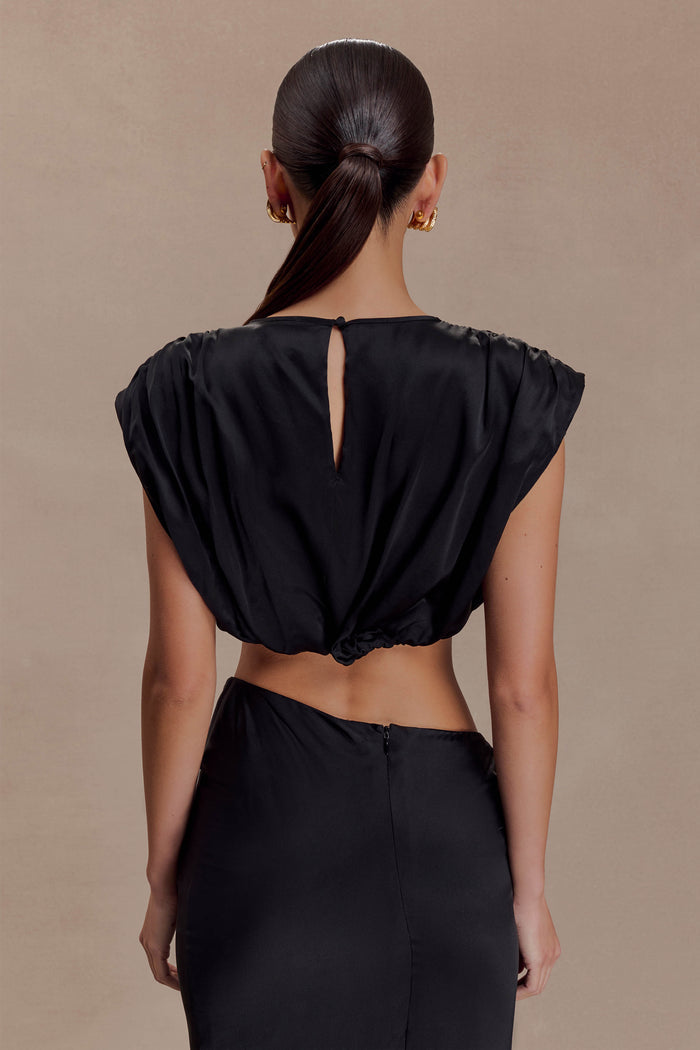Zendaya Silk Crop Top - Black