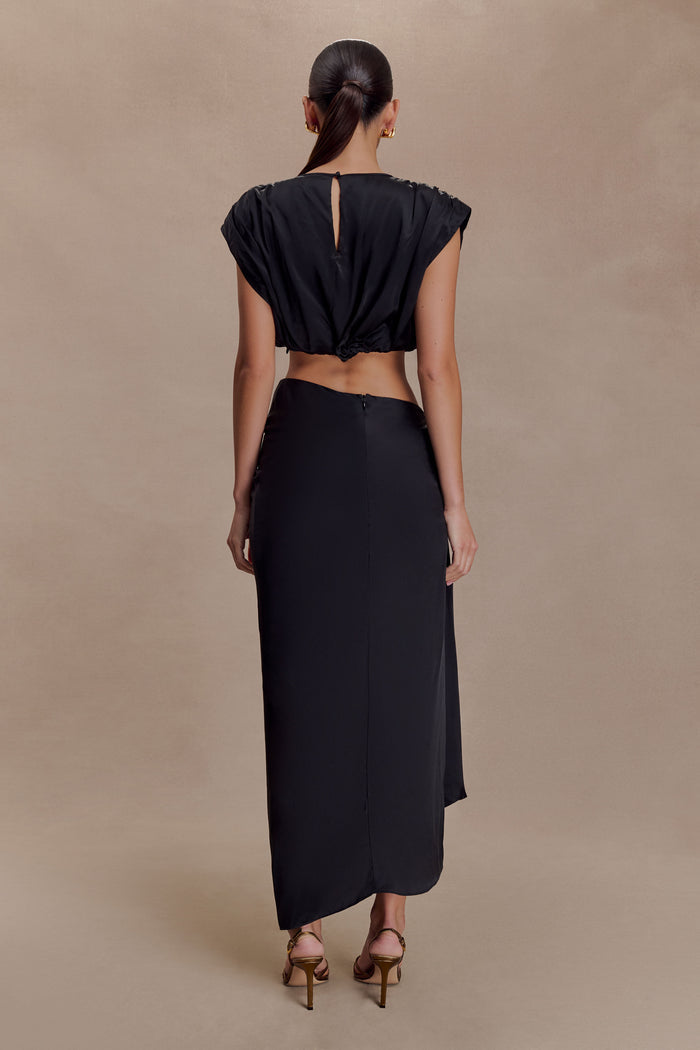 Zendaya Silk Midi Skirt - Black